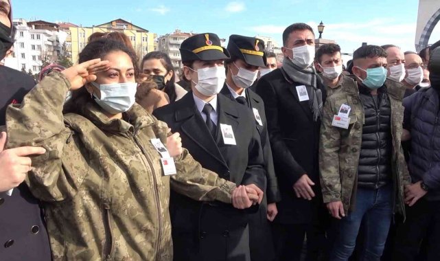 Şehit nişanlısının üniformasını giydi, asker selamıyla uğurladı