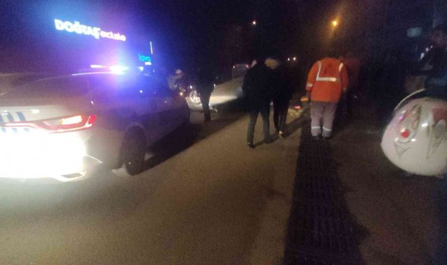 Seyir halindeki otomobil tellere çarpıp takla attı