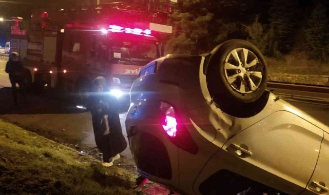 Takla atan araçtan sağ çıktılar