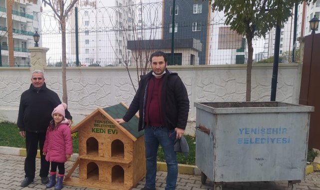 Yenişehir Belediyesi atık malzemelerden sokak hayvanların için yuva yaptı