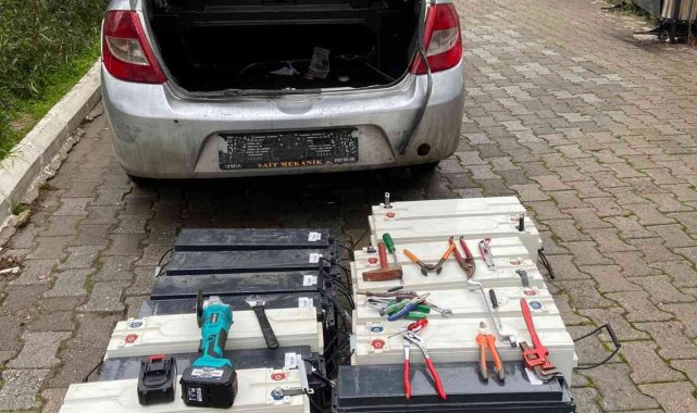 100 bin lira değerinde 14 adet akü çalan 3 şüpheli tutuklandı