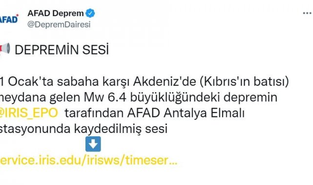 Akdeniz'de 6.4 büyüklüğündeki depremin ürkütücü sesi kaydedildi