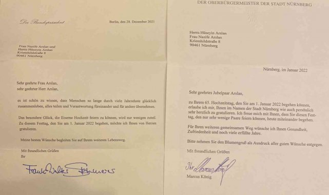 Almanya Cumhurbaşkanı Steinmeier, Türk çiftin 65&#039;inci evlilik yıl dönümünü kutladı