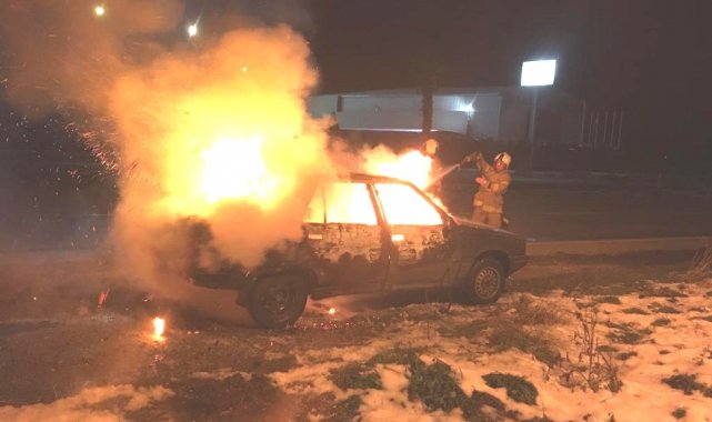 Araç yandı şoförü kayıp