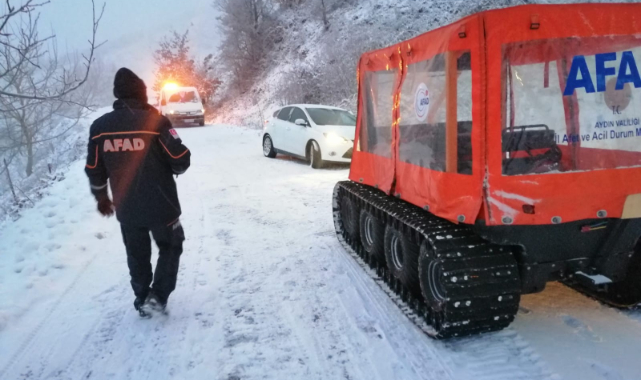 Aydın&#039;ın bir grup vatandaş karda mahsur kaldı