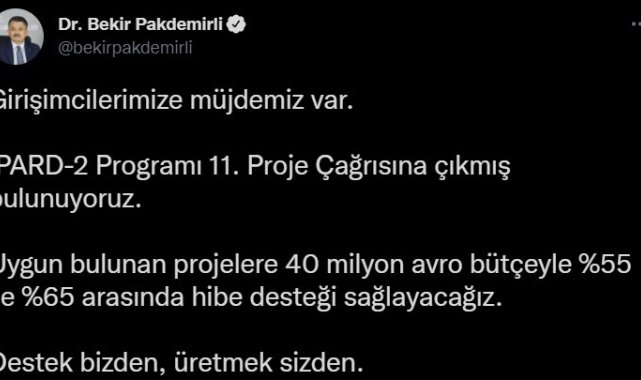 Bakan Pakdemirli'den girişimcilere müjde: "40 milyon euro bütçe ile hibe desteği sağlayacağız"