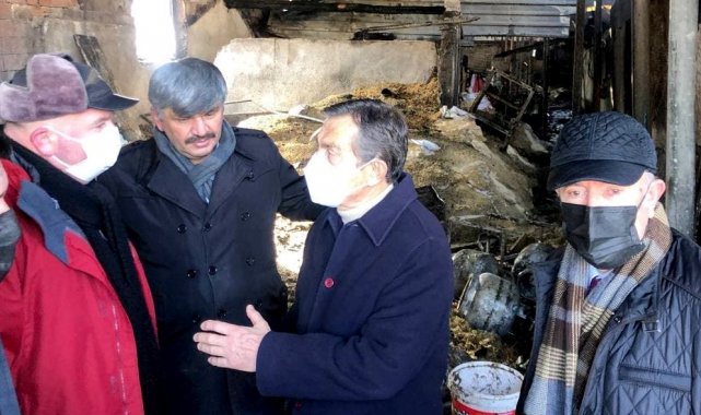 Başkan Ataç&#039;tan ağılı yanan çiftçiye ziyaret