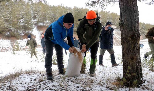 Başkan yaban hayvanlarını unutmadı, kendi eliyle doğaya yem bıraktı