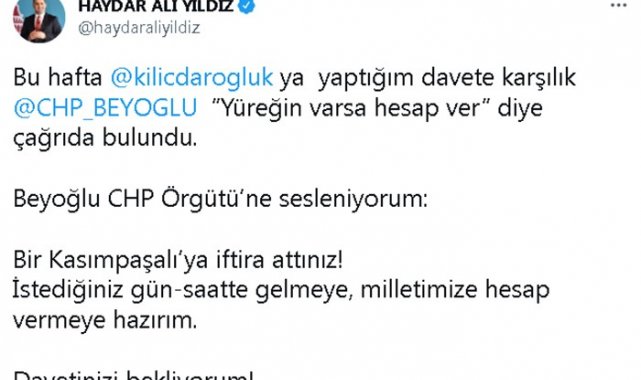 Başkanı Yıldız: "İstediğiniz gün-saatte gelmeye, milletimize hesap vermeye hazırım"