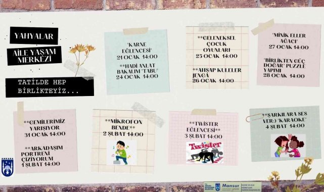 Başkentli öğrenciler yarıyıl tatilinde etkinliğe doyacak