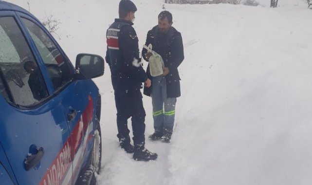 Bebeğinin maması biten kadının yardımına jandarma koştu