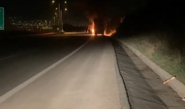 Bursa-İstanbul otobanında korkutan yangın