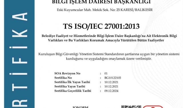 Büyükşehir&#039;in çalışmalarına uluslararası sertifika