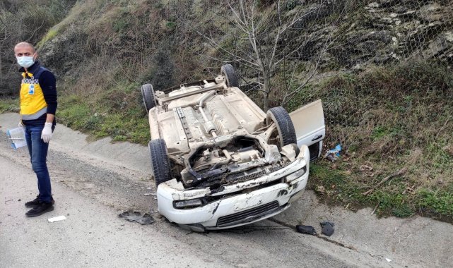 D650 karayolunda otomobil takla attı: 1 yaralı