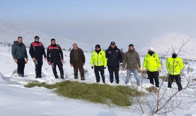 DKMP ve polis ekipleri, yaban hayvanlarını unutmadı