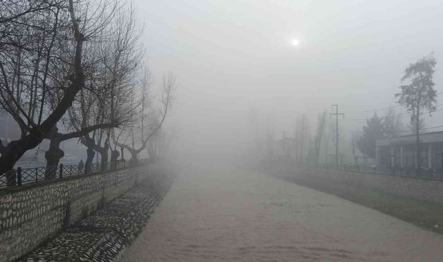 Düzce güne sisle uyandı, güneş siste kayboldu