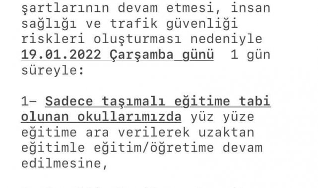 Eğitime 1 gün daha ara