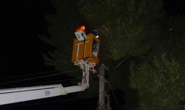 Elektrik direğinde kısa devre sonucu çıkan kıvılcımlar ekipleri alarma geçirdi