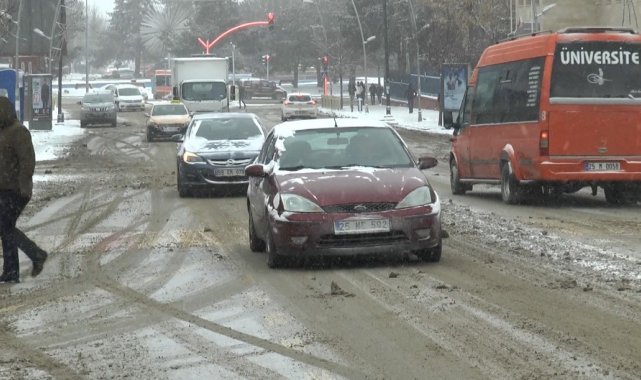 Erzurum'da kar hayatı felç etti