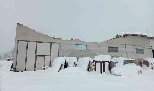 Fabrikanın çatısı yoğun kar yağışına dayanamadı