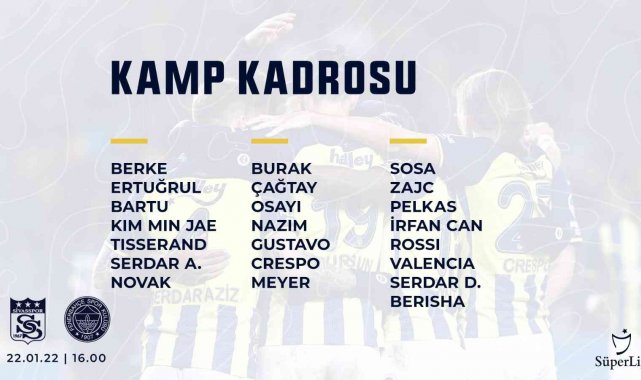 Fenerbahçe'nin Sivasspor kadrosu belli oldu