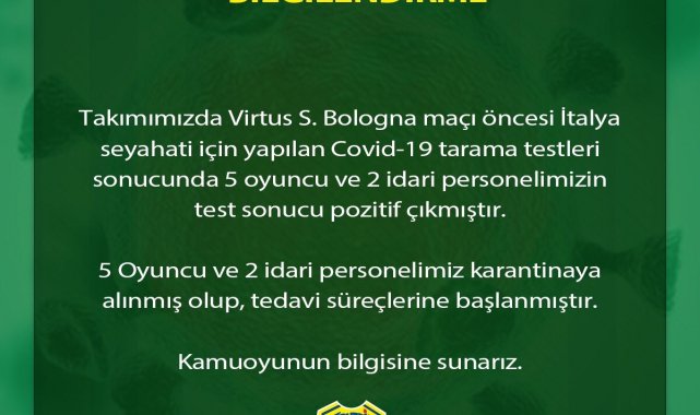 Frutti Extra Bursaspor'da 7 ismin Covid-19 testi pozitif çıktı