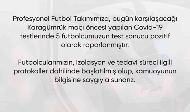 Gaziantep FK'da 5 pozitif vaka