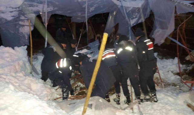 Göçük altında kalan 3 büyükbaş hayvan kurtarıldı