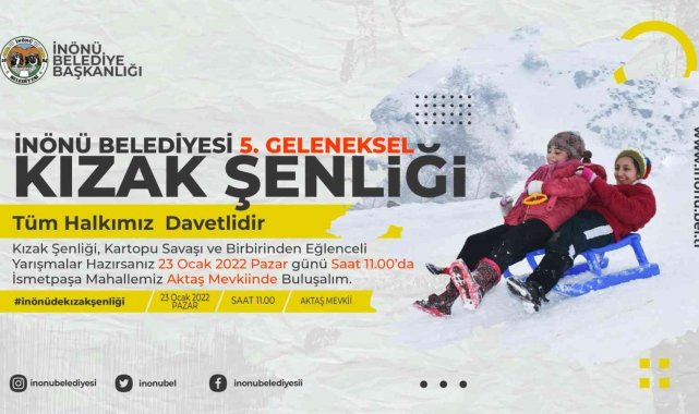 Hafta sonu İnönü'de kızak şenliği var
