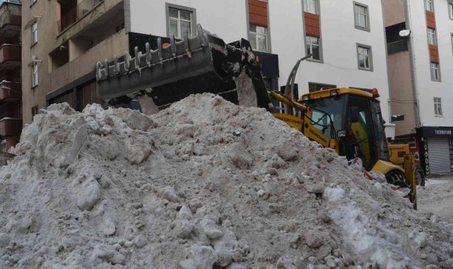 Hakkari'de 16 iş makinesiyle kar taşınıyor