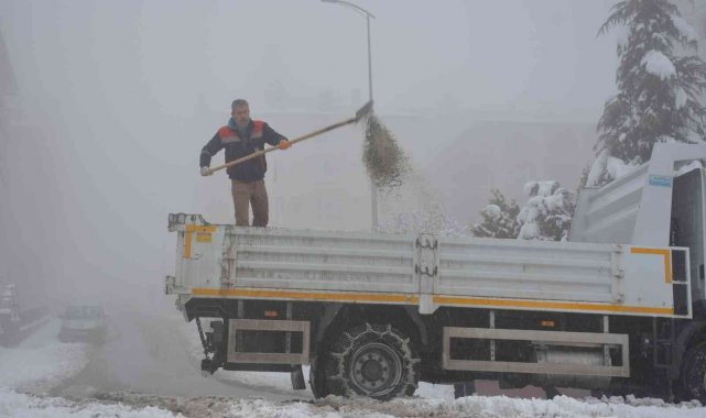 Hem kar kürendi hem de sokak hayvanlarına yiyecek bırakıldı