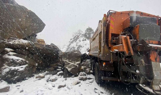 Heyelanda kar küreme aracının şoförü yaralandı