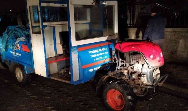Hırsızların çaldığı tarım aracı ve 1 ton hurda okul bahçesinde bulundu