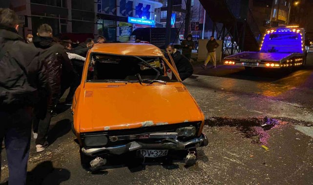 Hurdaya dönen araçtan sağ çıktı