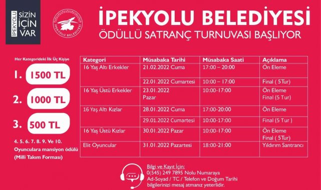 İpekyolu'nda ödüllü satranç turnuvası başlıyor