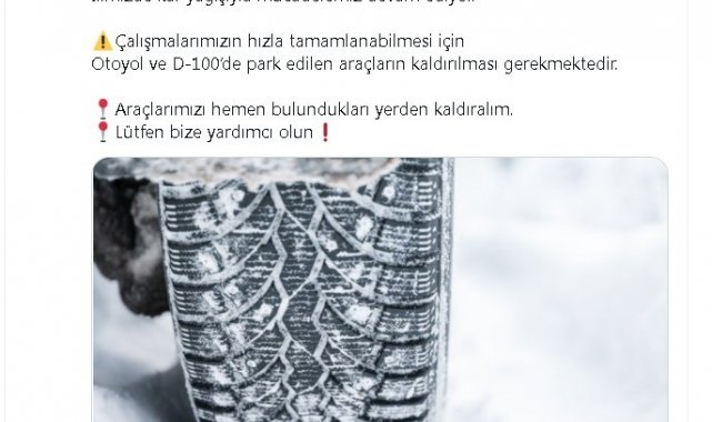 İstanbul Valisi Ali Yerlikaya sosyal medya hesabından araçların kaldırılması çağrısında bulundu