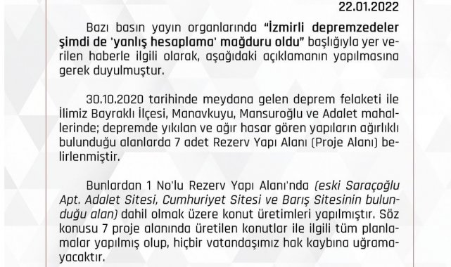 İzmir Valiliğinden depremzedeler 'yanlış hesaplama mağduru oldu' haberlerine ilişkin açıklama