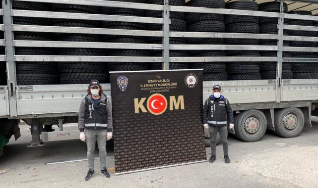 İzmir'de 2 milyon TL değerinde kaçak araç lastiği ele geçirildi