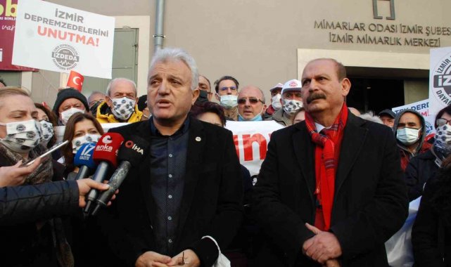 İzmirli depremzedeler TMMOB&#039;yi protesto etti