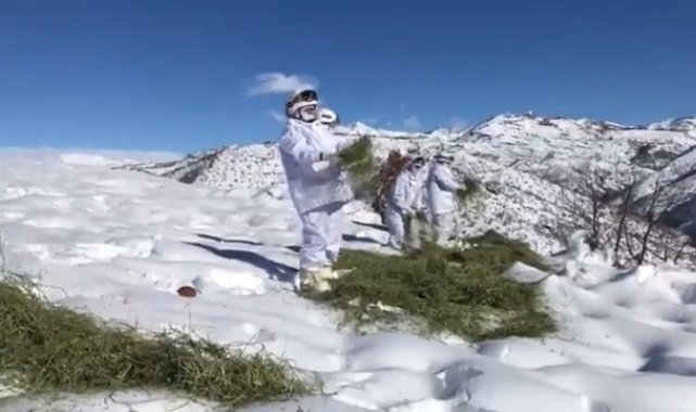 Jandarma ekipleri yaban hayvanlarını unutmadı