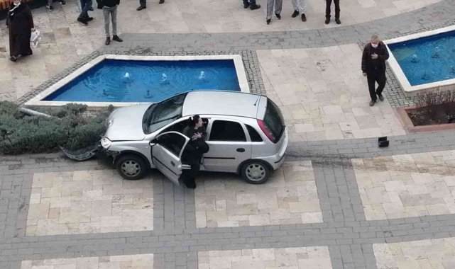 Kadın sürücü trafik ışıklarını söküp götürdü