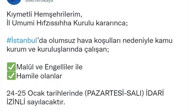 Kamu kurumlarında çalışan malûl ve engelliler ile hamileler 2 gün idari izinli