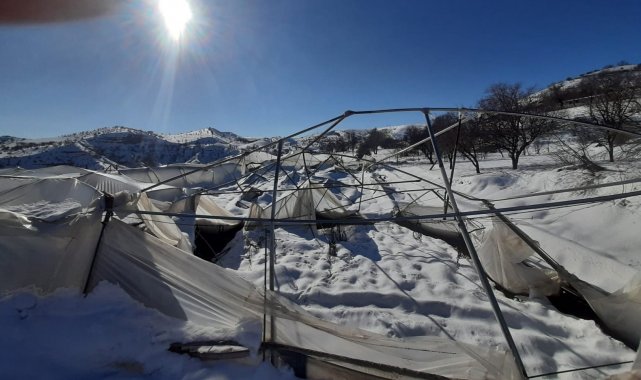 Kar altında kalan seralar zarar gördü