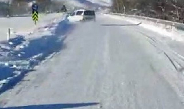 Kar manzarası çekmek isterken kaza anını çektiler