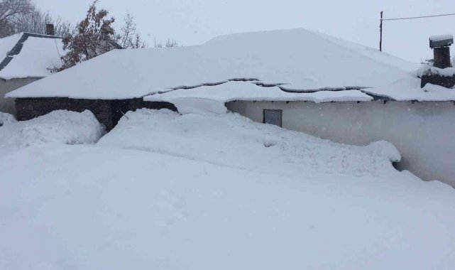 Karlıova'da ev ve ahırlar kar altında kaldı