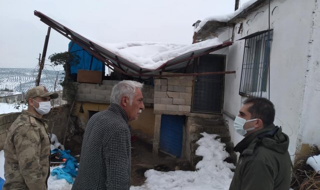 Kaymakam Akça'dan karda zarar gören köylere ziyaret