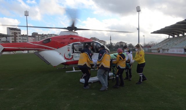 Kırklareli'de bir hasta, helikopter ambulans ile İstanbul'a sevk edildi