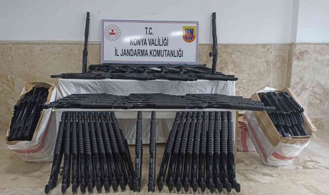 Konya'da yasa dışı üretim 150 pompalı tüfek ele geçirildi