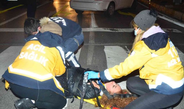 Motosiklet yolcusu kaskı sayesinde ölümden döndü