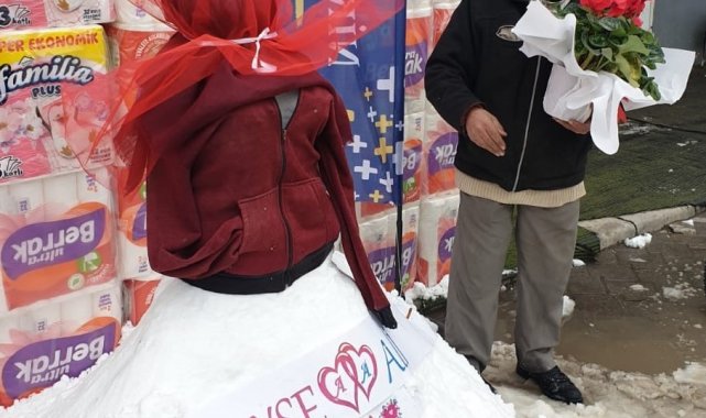 Muradına kardan gelinle erdi